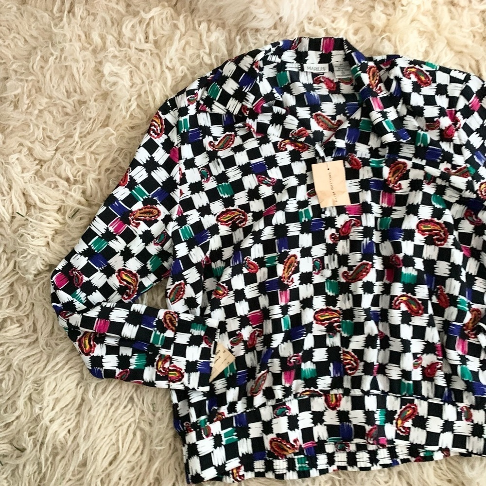Marlis | Vintage Multicolored Blouse New With Tags Size 12 - Picture 10 of 16